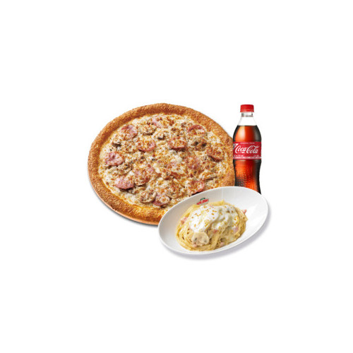 오리지널 햄 머쉬룸 식스 치즈(L)+파파스 파스타(화이트)+코카-콜라500ml
