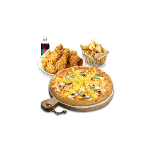 고구마피치세트M(고구마피자M+후라이드치킨(뼈))+리얼웨지버터갈릭+콜라500ml