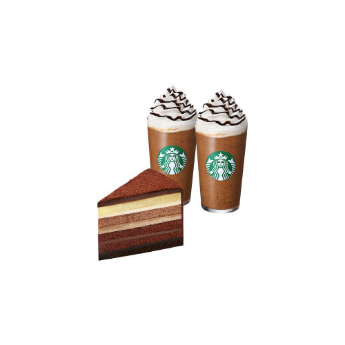 [우리 우정 포에버] 자바 칩 프라푸치노 T 2잔 + 진한 가나슈 9 레이어 케이크