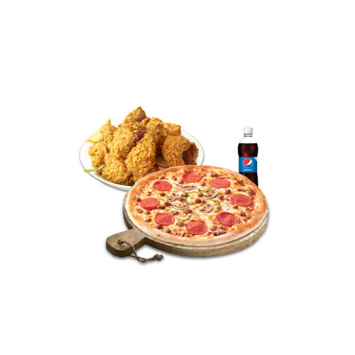 피치세트L(콤비네이션피자L+후라이드치킨(뼈))+치즈크러스트+콜라1.25L