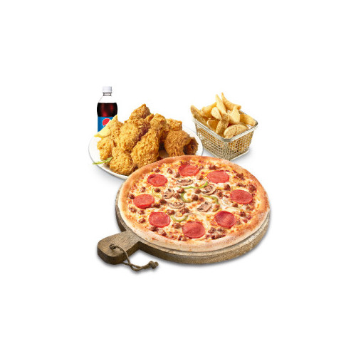 피치세트L(콤비네이션피자L+후라이드치킨(뼈))+리얼웨지버터갈릭+콜라1.25L