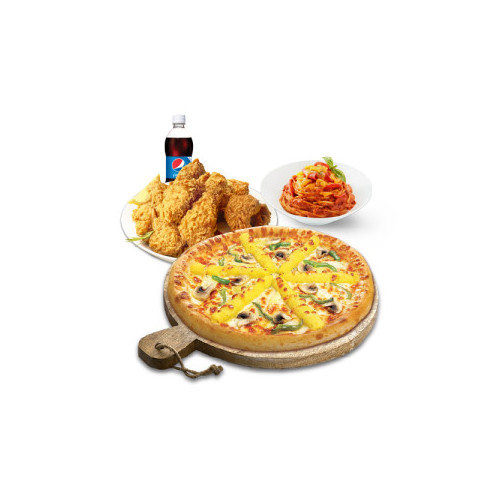 고구마피치세트M(고구마피자M+후라이드치킨(뼈))+스파게티+콜라500ml