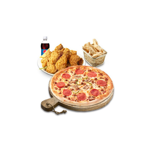 피치세트L(콤비네이션피자L+후라이드치킨(뼈))+리얼웨지콘스프+콜라1.25L