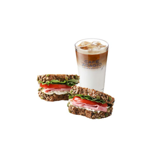 고단백 샌드위치 세트(바질리코타 호밀 샌드위치+아이스 카페라떼)