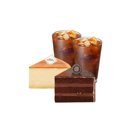 촉촉한 클래식 치즈케이크(조각)+ 부드러운 초코가나슈 케이크(조각)+아이스 아메리카노 2잔