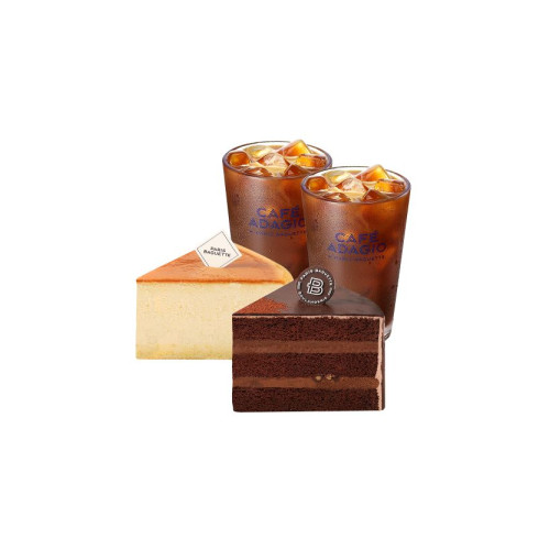 촉촉한 클래식 치즈케이크(조각)+ 부드러운 초코가나슈 케이크(조각)+아이스 아메리카노 2잔