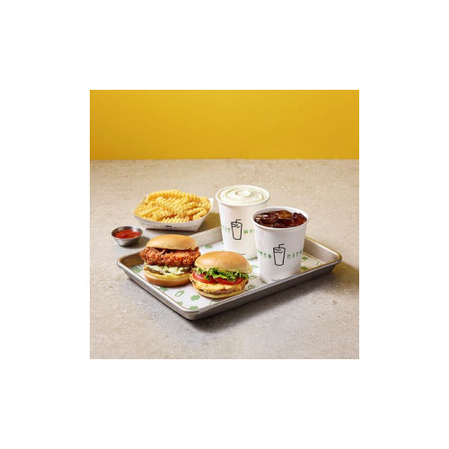 쉑버거+치킨쉑+프라이+바닐라 쉐이크+소다(S) 1잔