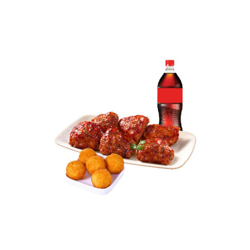 (6PCS)싸이 바비큐+치즈볼(오)+콜라1.25L